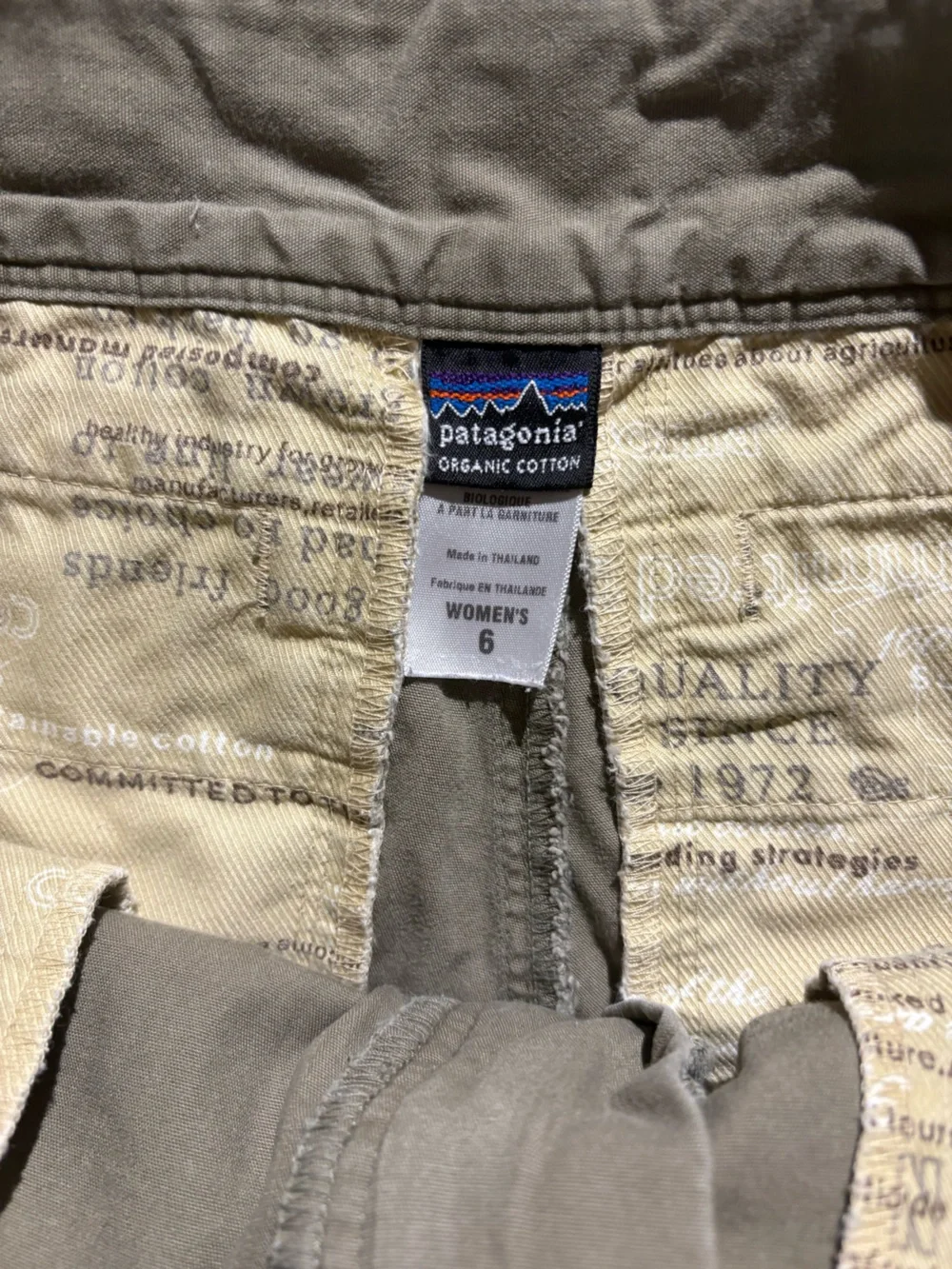 Patagonia pale green army short hiking active shorts size 6
